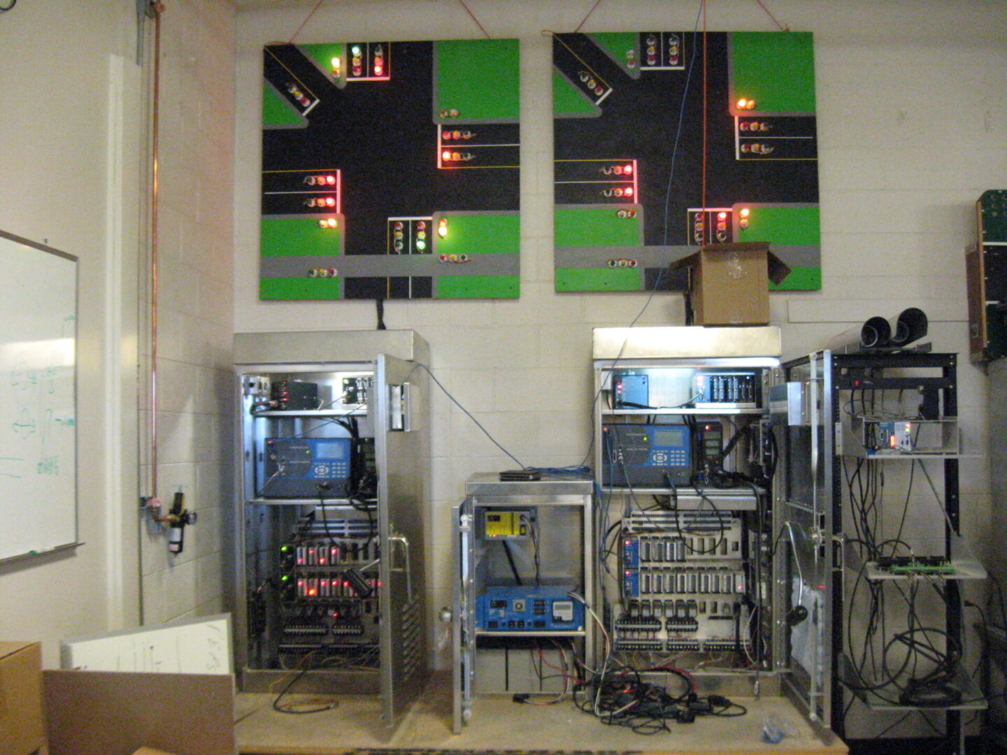 Traffic light control system with panels.