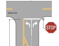 Diagram of a T-intersection with a stop sign.